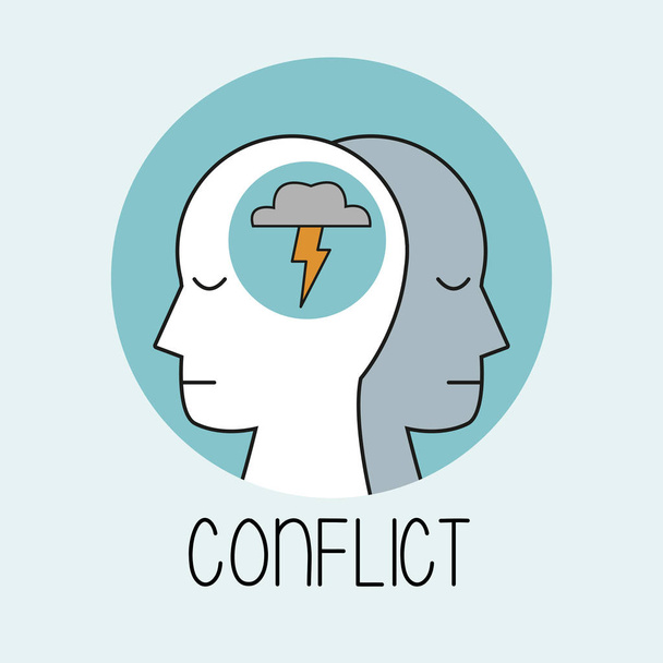 profile human head conflict - Διάνυσμα, εικόνα