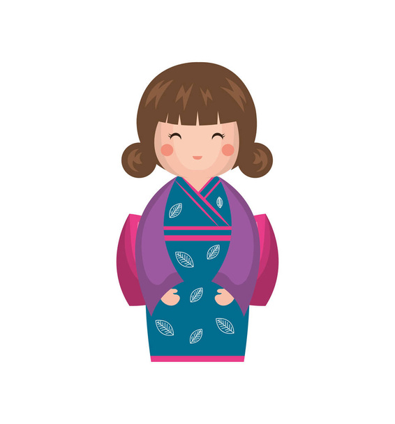 Japonská dívka panenku ikona - Vektor, obrázek