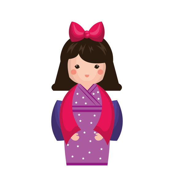 Ιαπωνικά κορίτσι κούκλα εικονίδιο - Διάνυσμα, εικόνα