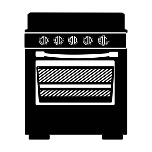 silhueta monocromática de fogão com forno
 - Vetor, Imagem
