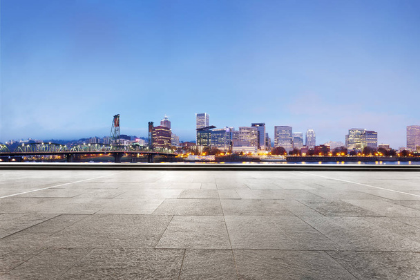 empty floor with cityscape of Portland - Photo, Image