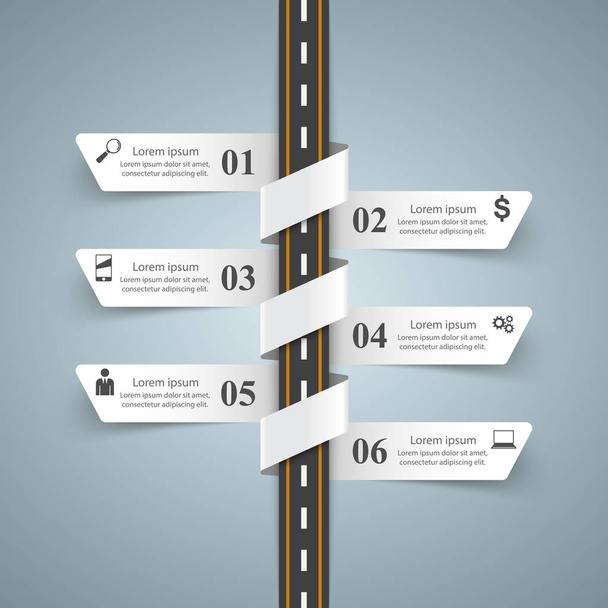 Road infographic design template and marketing icons. - Vettoriali, immagini