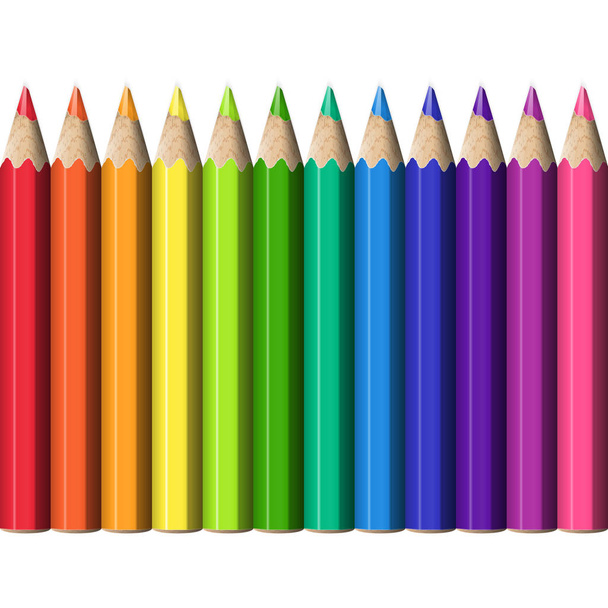 Разноцветные карандаши, расположенные справа и слева
. - Вектор,изображение