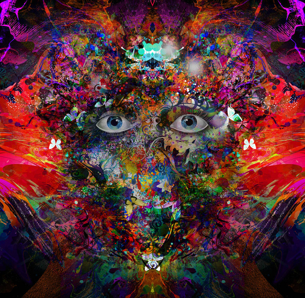 Magic eyes on abstract background - Photo, Image