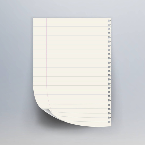 Papel de cuaderno con ilustración vectorial de borde roto. Fondo vertical comercial realista
. - Vector, imagen
