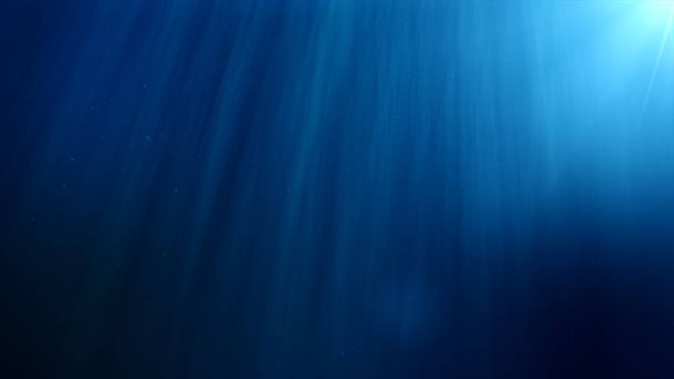 Podwodne tło. Niebieski podwodny z falowymi światłami i falami - Zdjęcie, obraz