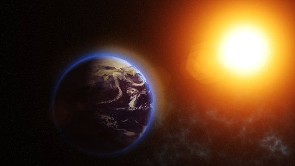 Il nostro pianeta terra, il sole splende sul pianeta terra visto dallo spazio
 - Foto, immagini