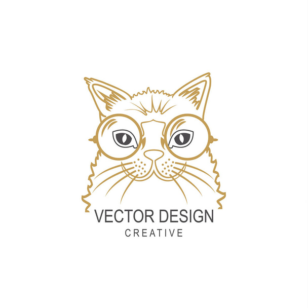 Hipster cat in glasses vector illustration - Vecteur, image