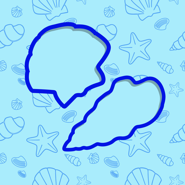 mořské mušle vzorek na modré - Vektor, obrázek