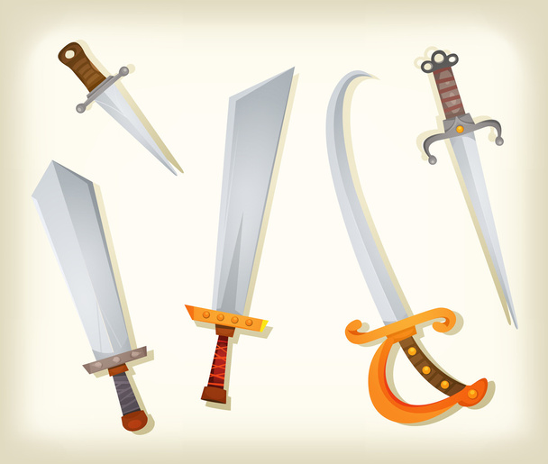 Espadas vintage, facas, espada larga e conjunto de sabre
 - Vetor, Imagem