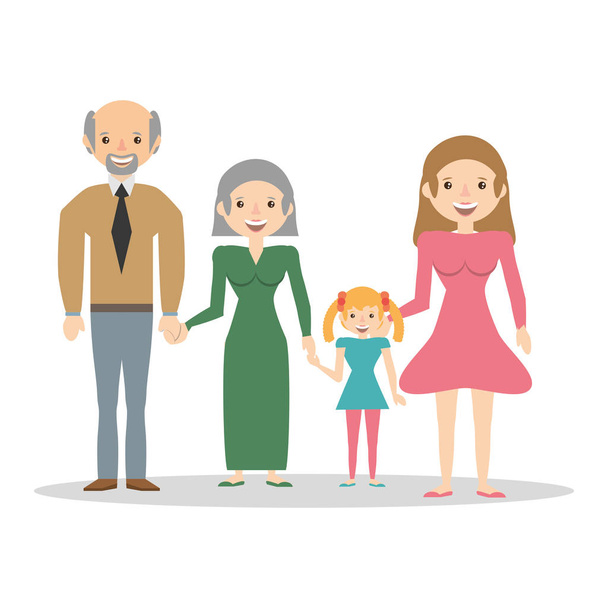 οικογένεια παππούδες μαμα και κοριτση - Διάνυσμα, εικόνα