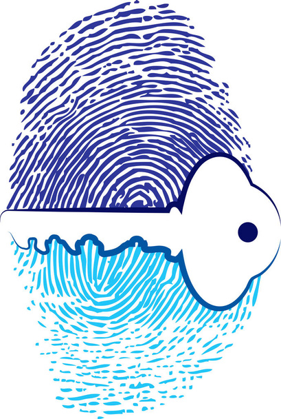 δακτυλικών αποτυπωμάτων λογότυπο κλειδιού ασφαλείας  - Διάνυσμα, εικόνα