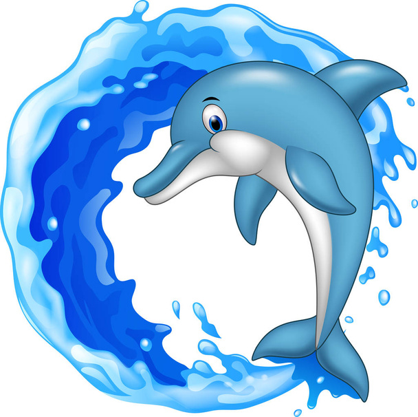 Ícone de salto de golfinho dos desenhos animados
 - Vetor, Imagem