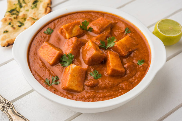 paneer butter masala or cheese cottage curry, popular indian lunch/dinner menu in weddings or parties, selective focus - Photo, Image