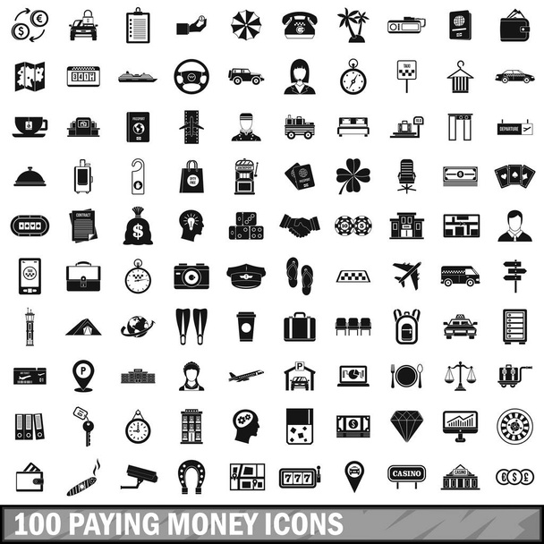 100 paying money icons set, simple style - Vector, Image