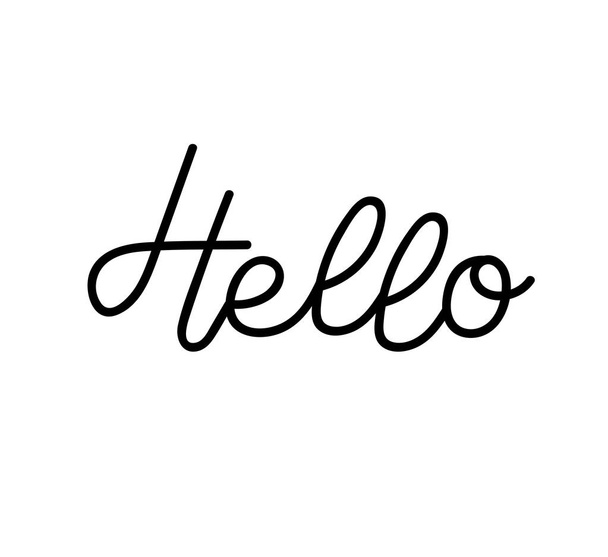 Hello hand lettering inscription, vector illustration, greeting card - Vector, Imagen