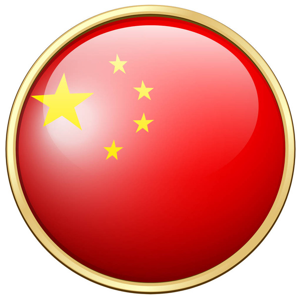 China vlag op ronde frame - Vector, afbeelding