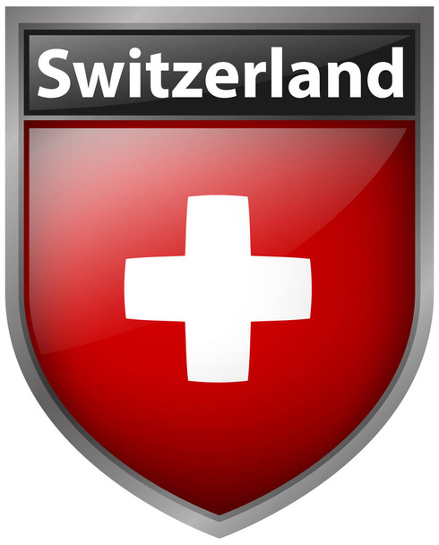 Bandeira da Suíça em design de crachá
 - Vetor, Imagem