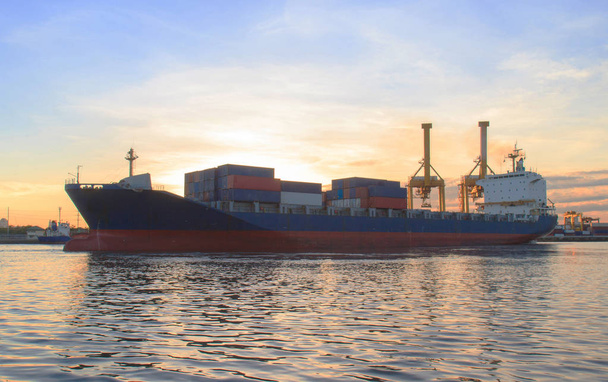 Cargo ship (Bulk carrier) loading in cargo terminal  - Photo, Image