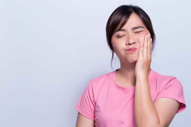 Woman has toothache coppy space - Photo, Image
