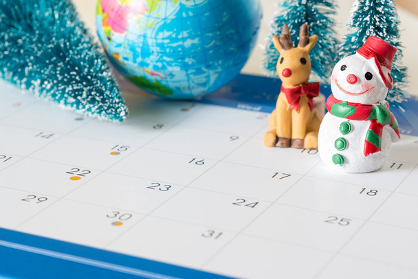 snowman and 31 day calendar , christmas ornamental background - Photo, image