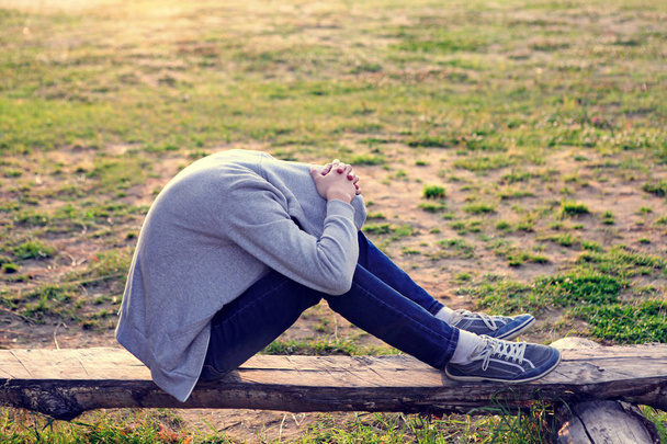 Sad Teenager outdoor - Fotoğraf, Görsel