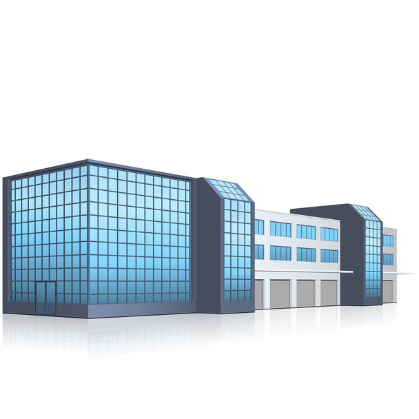office building with an entrance and reflection - Vector, imagen