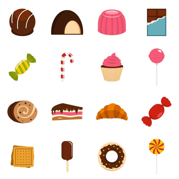 Sladkosti a bonbony ikony v plochý - Vektor, obrázek