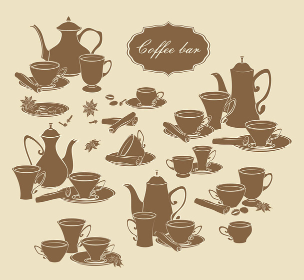 Набір векторних елементів кав'ярень, чашок і спецій
. - Вектор, зображення