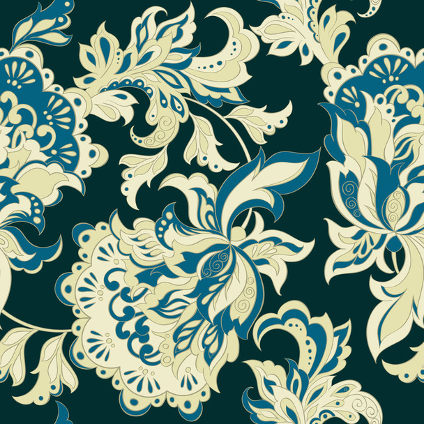 folkloric flowers seamless pattern. ethnic floral vector ornament - Vector, Image