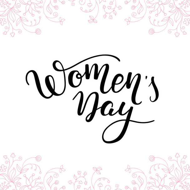 Hand lettering Women's Day. International Women's Day. Template greeting card, poster. - Vector, Image