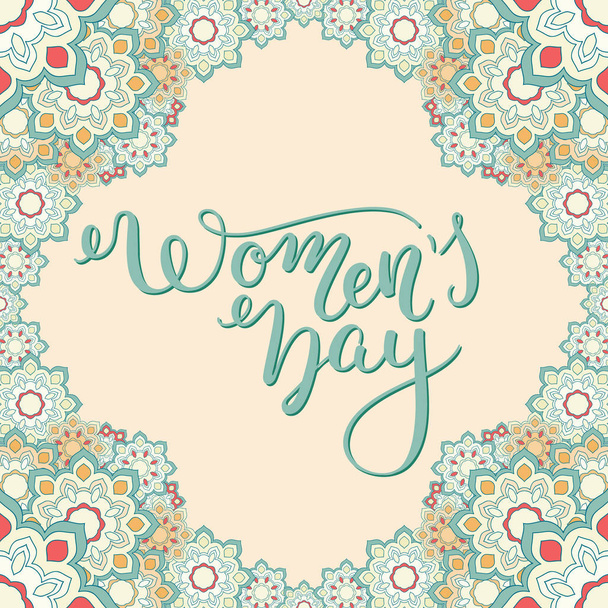 Hand lettering Women's Day. International Women's Day. Template greeting card, poster. - Vector, Image