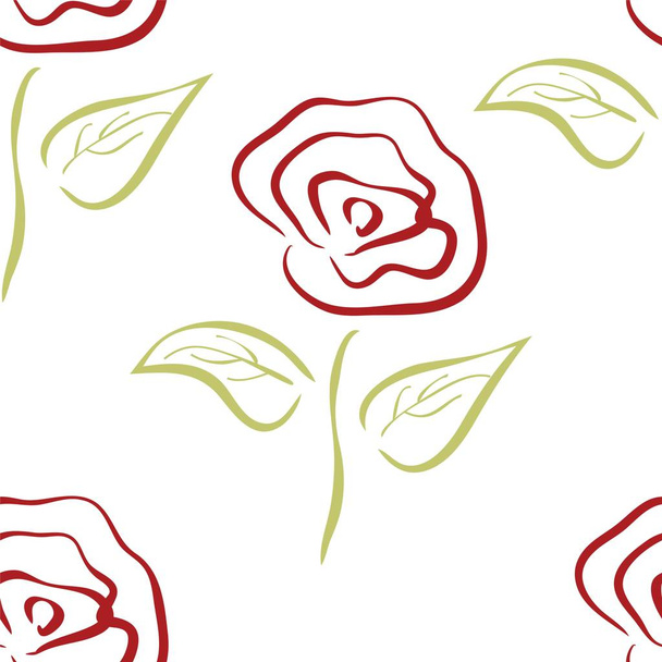 Seamless vintage pattern with red roses. Vector illustration. - Vector, Image
