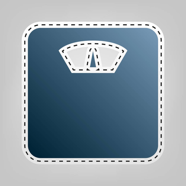Bathroom scale sign. Vector. Blue icon with outline for cutting out at gray background. - Vector, Image