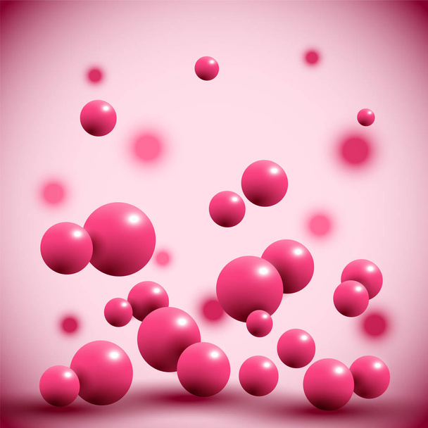 Pink fruit balls on abstract background. - Vecteur, image