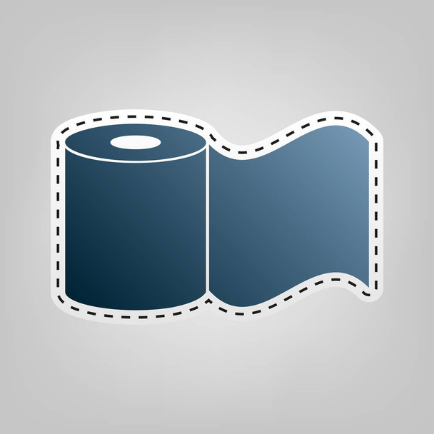 Toilet Paper sign. Vector. Blue icon with outline for cutting out at gray background. - Vector, Image