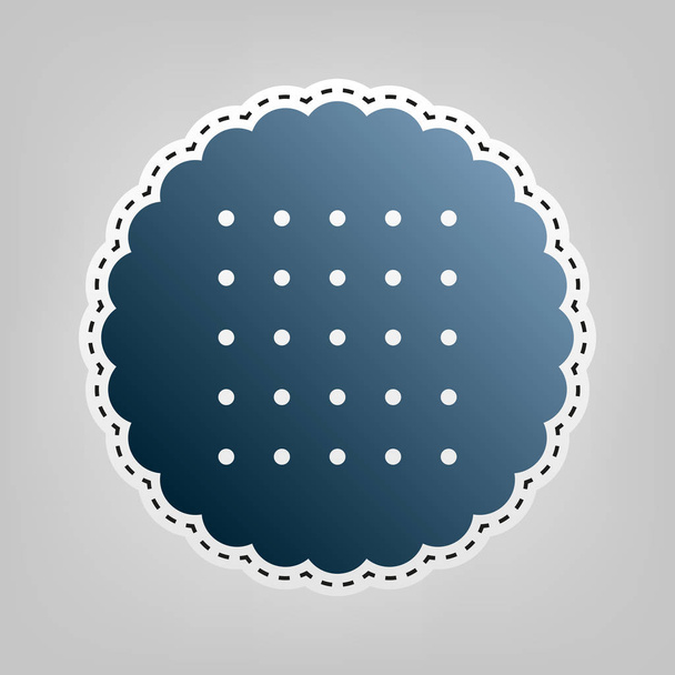 Round biscuit sign. Vector. Blue icon with outline for cutting out at gray background. - Vector, Image