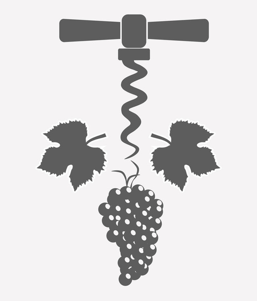 druif en kurkentrekker - Vector, afbeelding