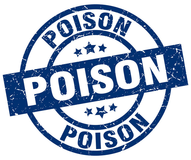 poison blue round grunge stamp - Вектор,изображение