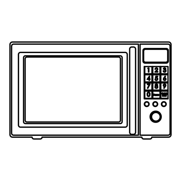 sketch silhouette with oven microwave - Vector, Image