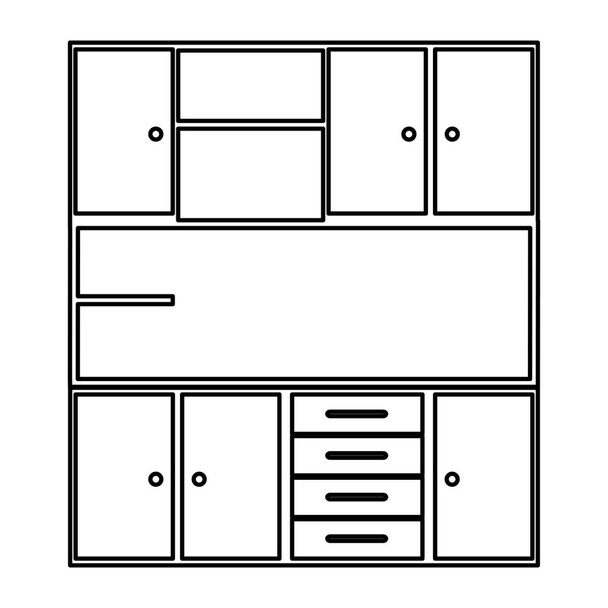 croquis silhouette des armoires de cuisine modernes
 - Vecteur, image