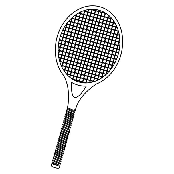 monochroom contour van tennisracket - Vector, afbeelding