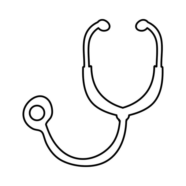 monochrom handgezeichnete Kontur des Stethoskops - Vektor, Bild