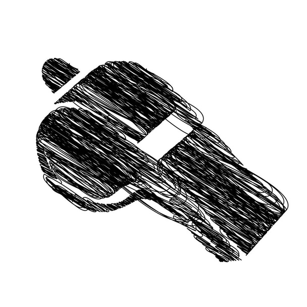 笛のアイコンのモノクロの手描きのスケッチ - ベクター画像