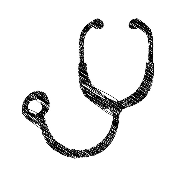silueta mano dibujo estetoscopio médico con auriculares
 - Vector, Imagen