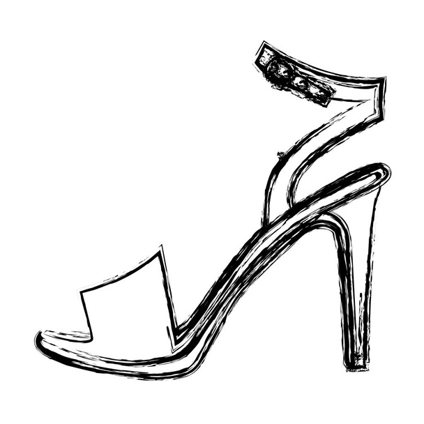monochrome blurred contour of high heel sandal shoe - Vector, Image