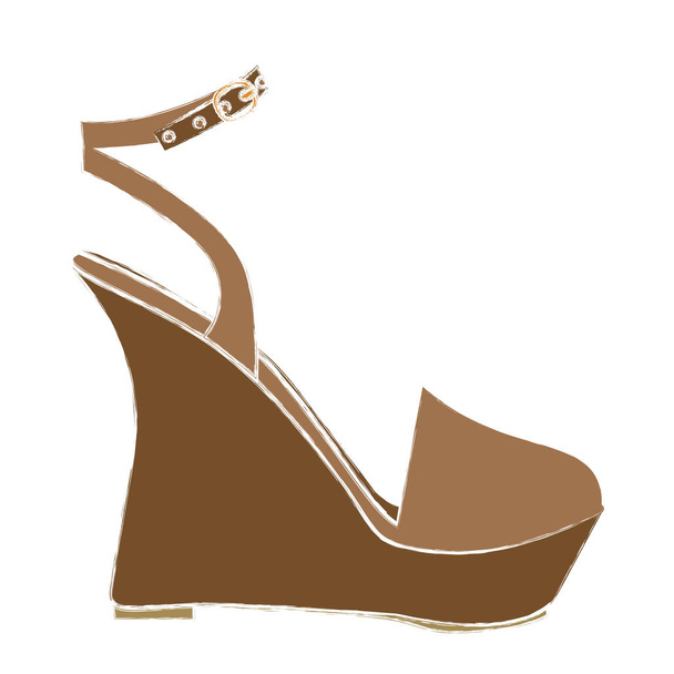 disegno a colori della scarpa sandalo con suola piattaforma
 - Vettoriali, immagini