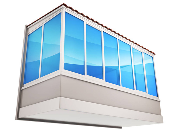 Balkone und blaues Glas - Foto, Bild
