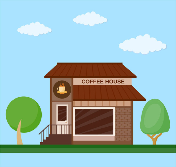 Casa de café icono plano
 - Vector, Imagen