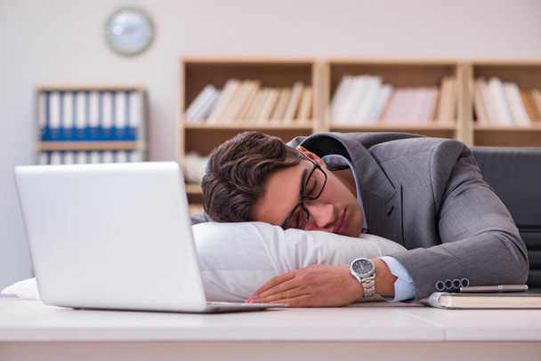 Tired man sleeping at home having too much work - Zdjęcie, obraz
